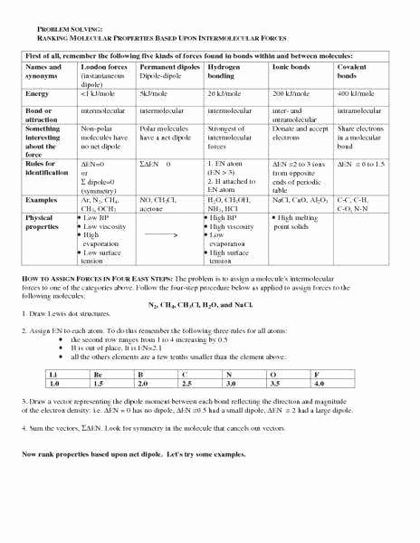 Forces Worksheet 1 Answer Key Inspirational Intermolecular forces Worksheet