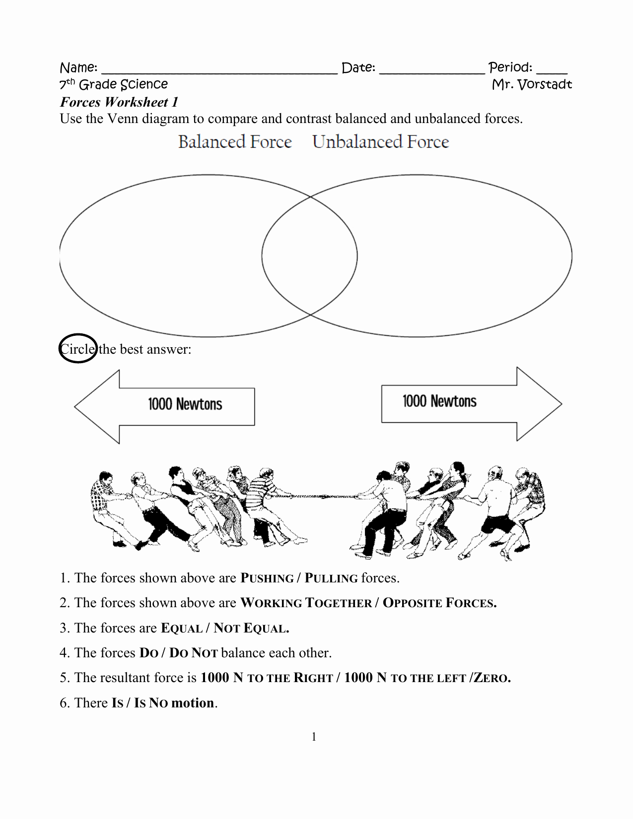 Working With Forces Worksheet Answers