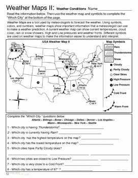 Forecasting Weather Map Worksheet 1 Beautiful Weather Maps Ii Practice Current Conditions and forecast