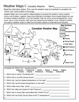 Forecasting Weather Map Worksheet 1 Inspirational forecasting Weather Map Worksheet 1 Answers
