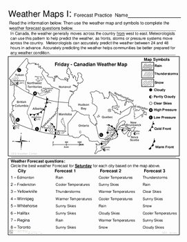 Forecasting Weather Map Worksheet 1 New Weather Maps Canada Edition Weather Conditions and