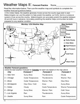 Forecasting Weather Map Worksheet 1 New Weather Maps Ii Practice Current Conditions and forecast