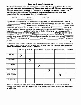 Forms Of Energy Worksheet Answers Lovely 17 Best Images About Energy Transformations On Pinterest