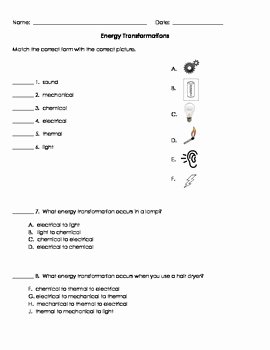 Forms Of Energy Worksheet Answers Luxury Energy Transformations Ws by Jodi S Jewels