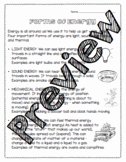 Forms Of Energy Worksheet Unique forms Energy Worksheets Teaching Resources