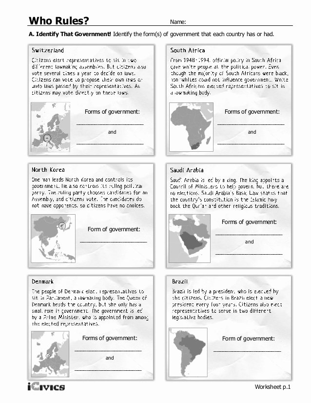 Forms Of Government Worksheet Fresh Types Of Govt 2