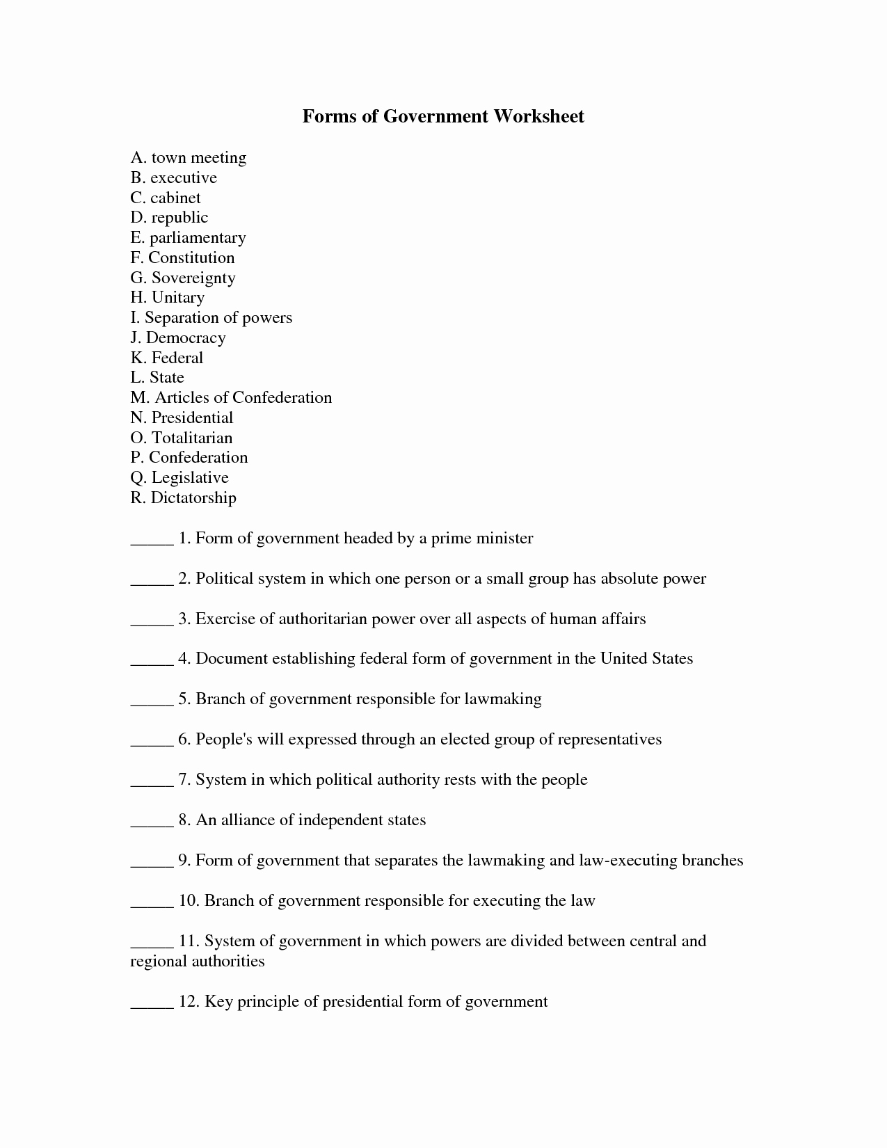 Forms Of Government Worksheet Lovely 12 Best Of Separation Powers Worksheet Checks