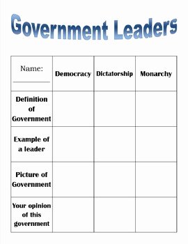 Forms Of Government Worksheet Luxury Three Types Of Government Unit