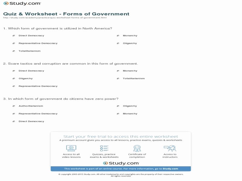 Forms Of Government Worksheet New forms Government Worksheet Free Printable Worksheets
