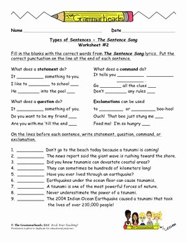 Four Types Of Sentences Worksheet Awesome Types Of Sentences Worksheet Packet and Lesson Plan 8