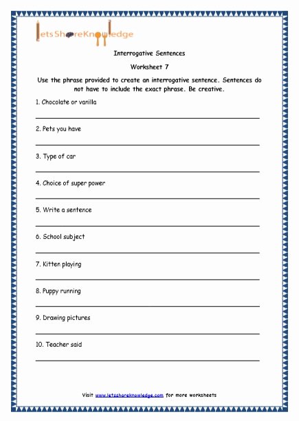 Four Types Of Sentences Worksheet Unique Grade 4 English Resources Printable Worksheets topic 4