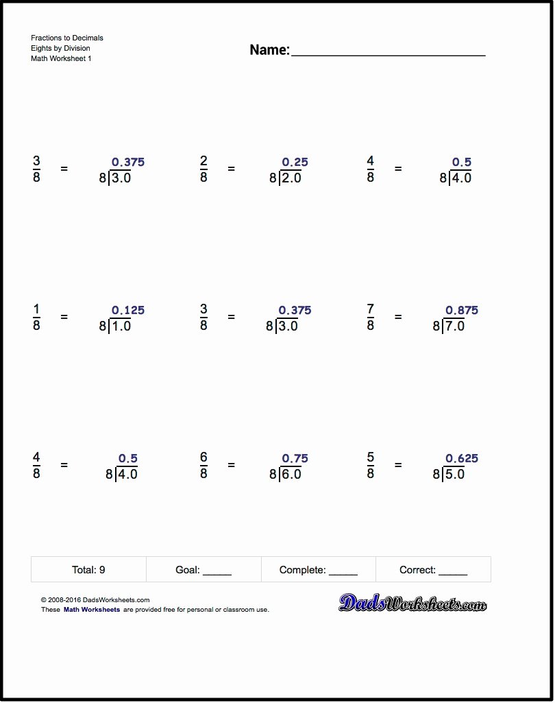 Fraction Decimal Percent Worksheet Pdf New Converting Terminating Decimals to Fractions A Fraction