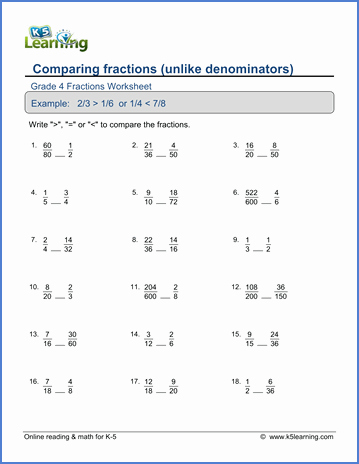 Fractions Greater Than 1 Worksheet Best Of Grade 4 Math Worksheet Paring Proper Fractions