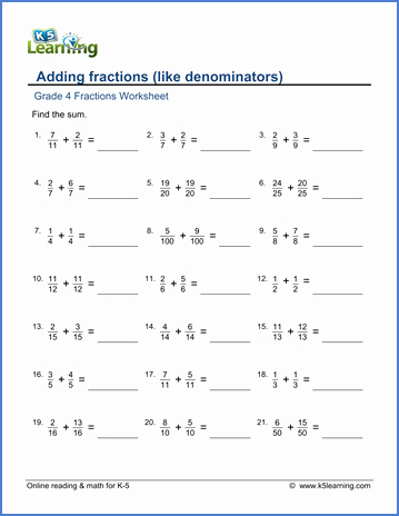 Fractions Greater Than 1 Worksheet Elegant Grade 4 Math Worksheet Adding Fractions Like