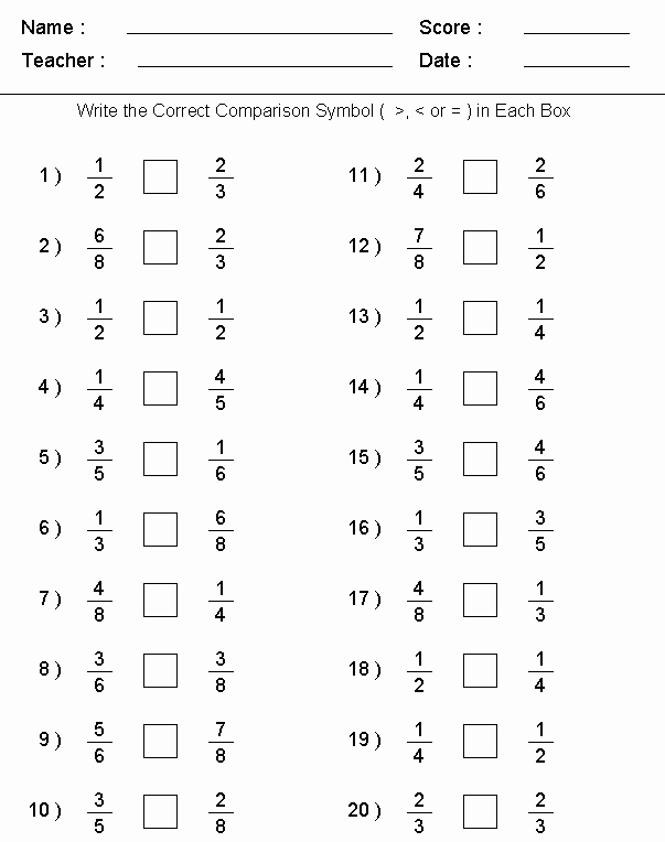 50 Fractions Greater Than 1 Worksheet
