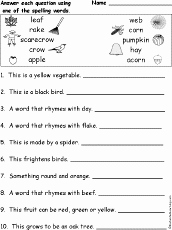 Free Fall Worksheet Answers Fresh Fall Spelling Word Questions Enchantedlearning