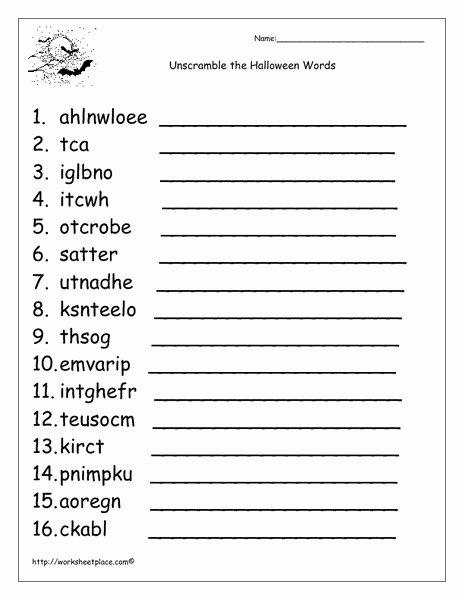 Free Fall Worksheet Answers Luxury Unscramble the Halloween Words Worksheet for 2nd 3rd