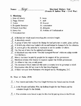 French and Indian War Worksheet Best Of Maryland History Quiz French and Indian War by Melissa
