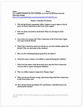 French and Indian War Worksheet New Pontiac S Rebellion Worksheet French and Indian War by