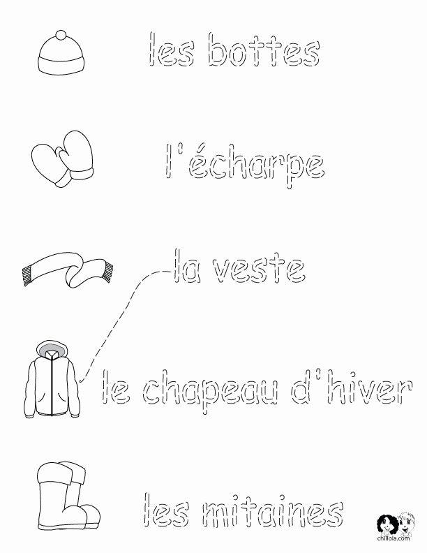 French Worksheet for Kids Beautiful French Winter Clothes Worksheets English for Children