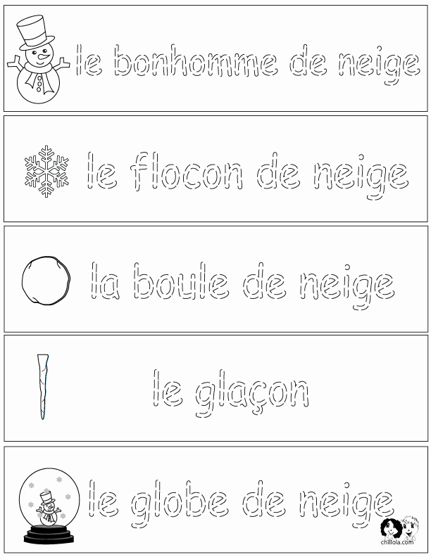 French Worksheet for Kids Beautiful French Winter theme Worksheets English for Children