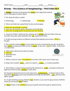 Friction and Gravity Worksheet Answers Elegant Video Worksheet Disney Imagineering Friction by