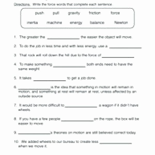 Friction and Gravity Worksheet Beautiful force and Motion Worksheets for Kids – Devopstraining