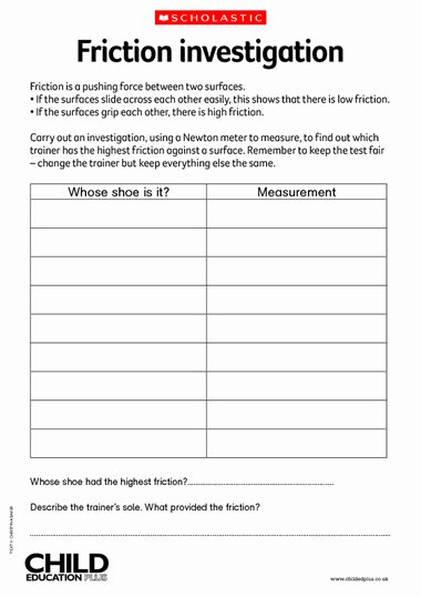 Friction and Gravity Worksheet Best Of 13 Best Of Friction Experiment Worksheet 5th