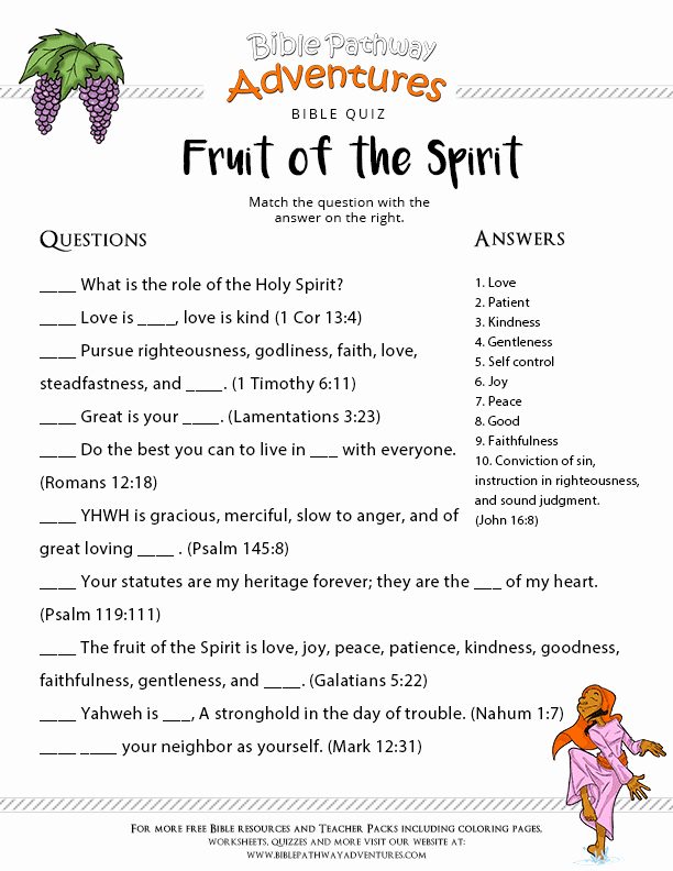 Fruits Of the Spirit Worksheet Elegant 100 Free Bible Quizzes