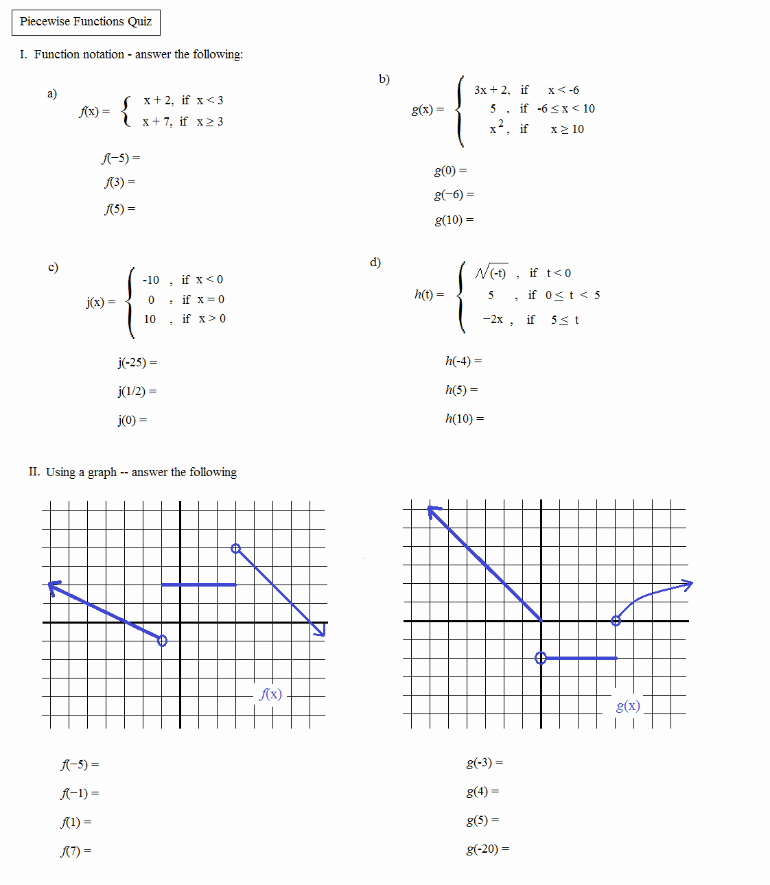 Function Notation Worksheet Answers Fresh Math Plane Piecewise Functions &amp; F X Notation