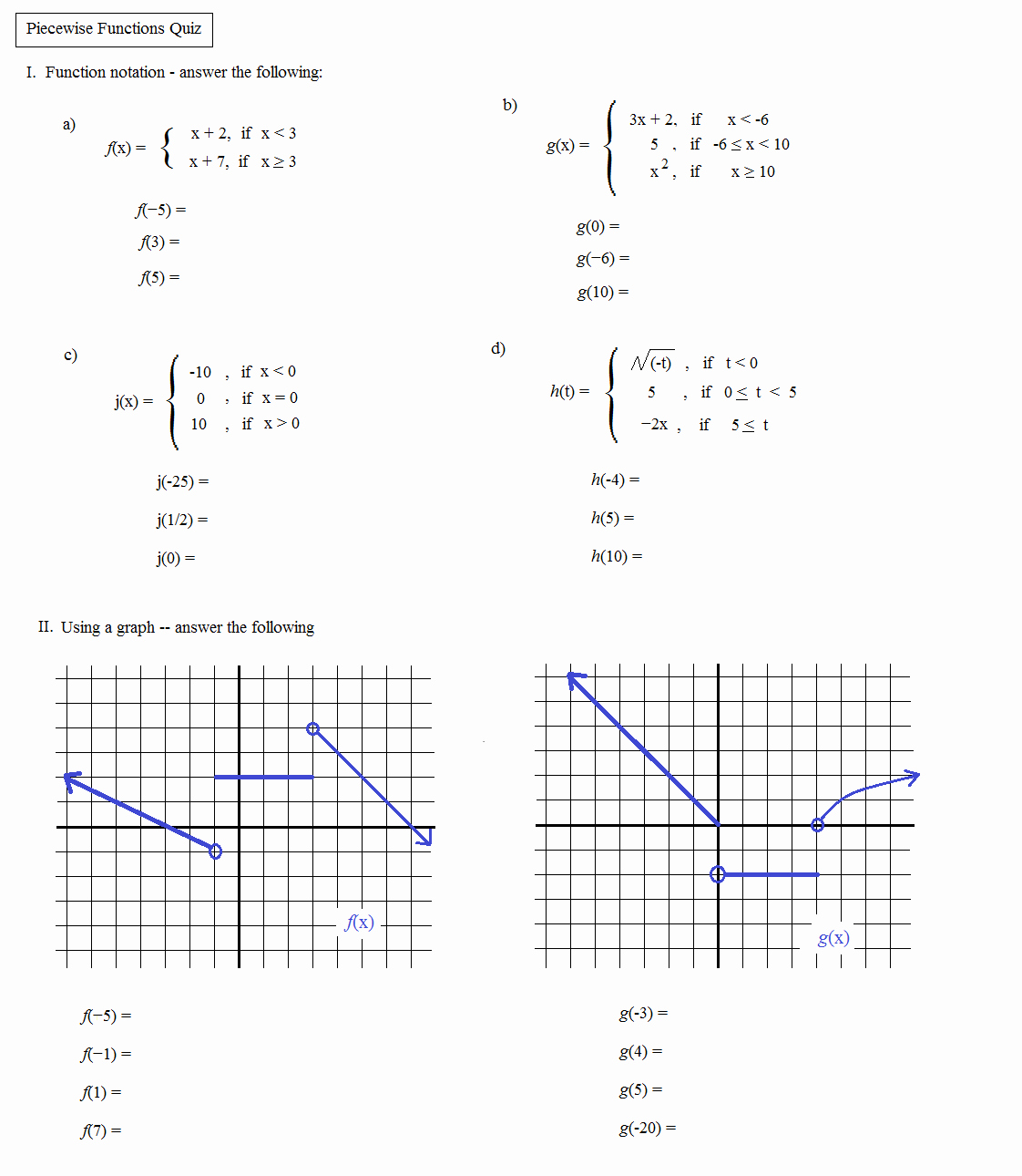50 Function Notation Worksheet Answers
