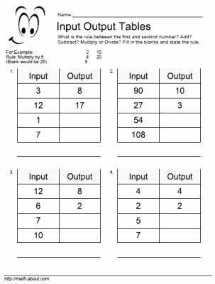 Function Tables Worksheet Pdf Elegant Input Output Table Worksheets for Basic Operations