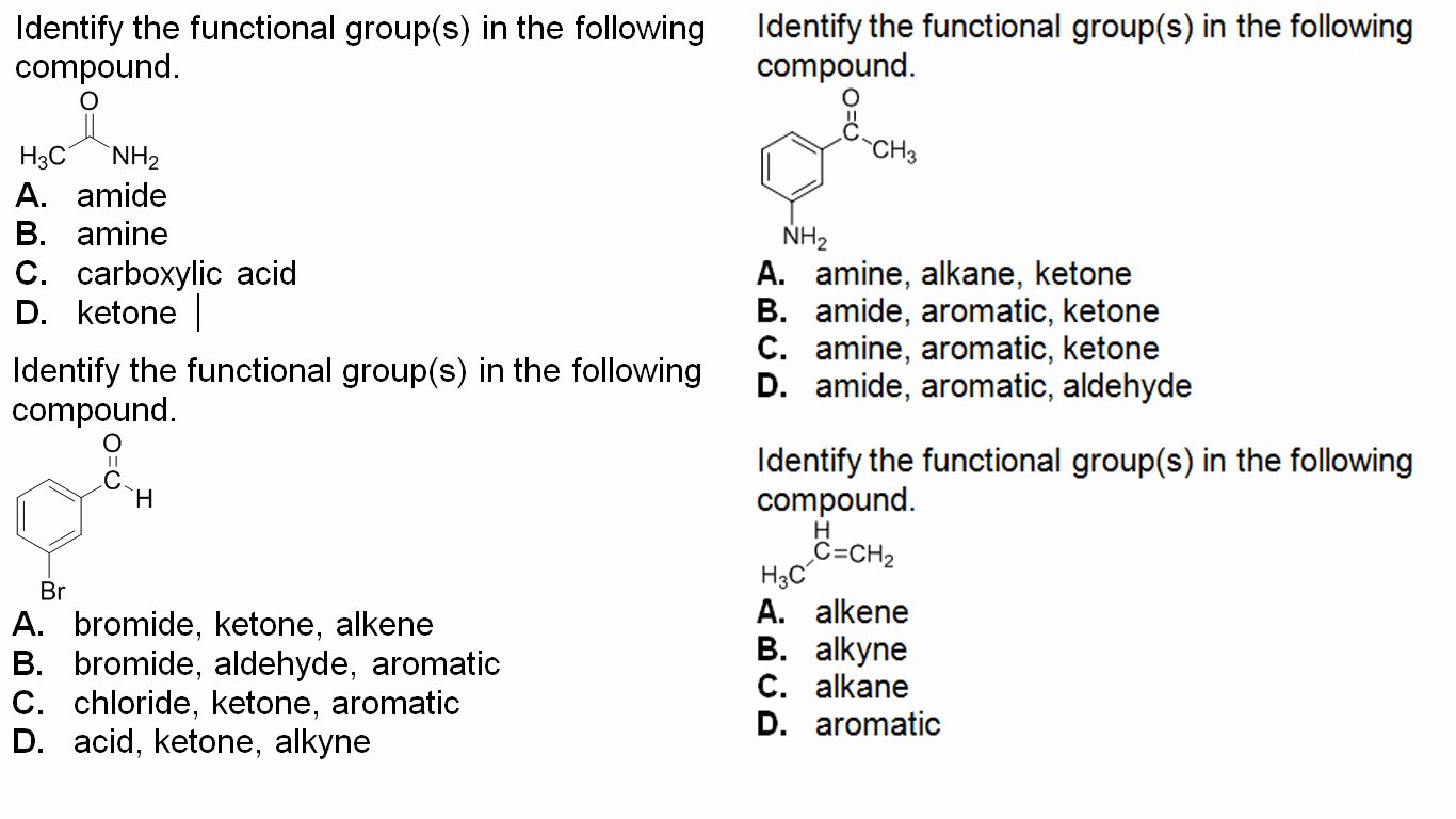 Functional Group Practice Worksheet Luxury organic Chemistry Identifying Functional Groups