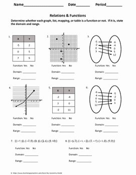 Functions and Relations Worksheet Best Of Algebra 1 Worksheet Relations &amp; Functions by My Geometry