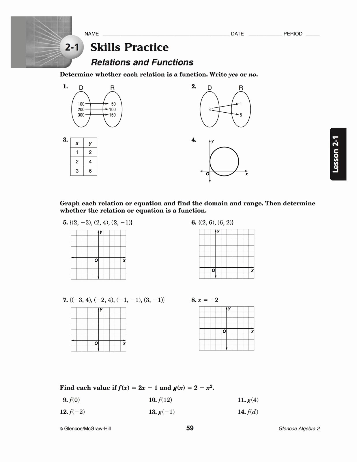 Functions and Relations Worksheet Luxury Bacs Algebra 2