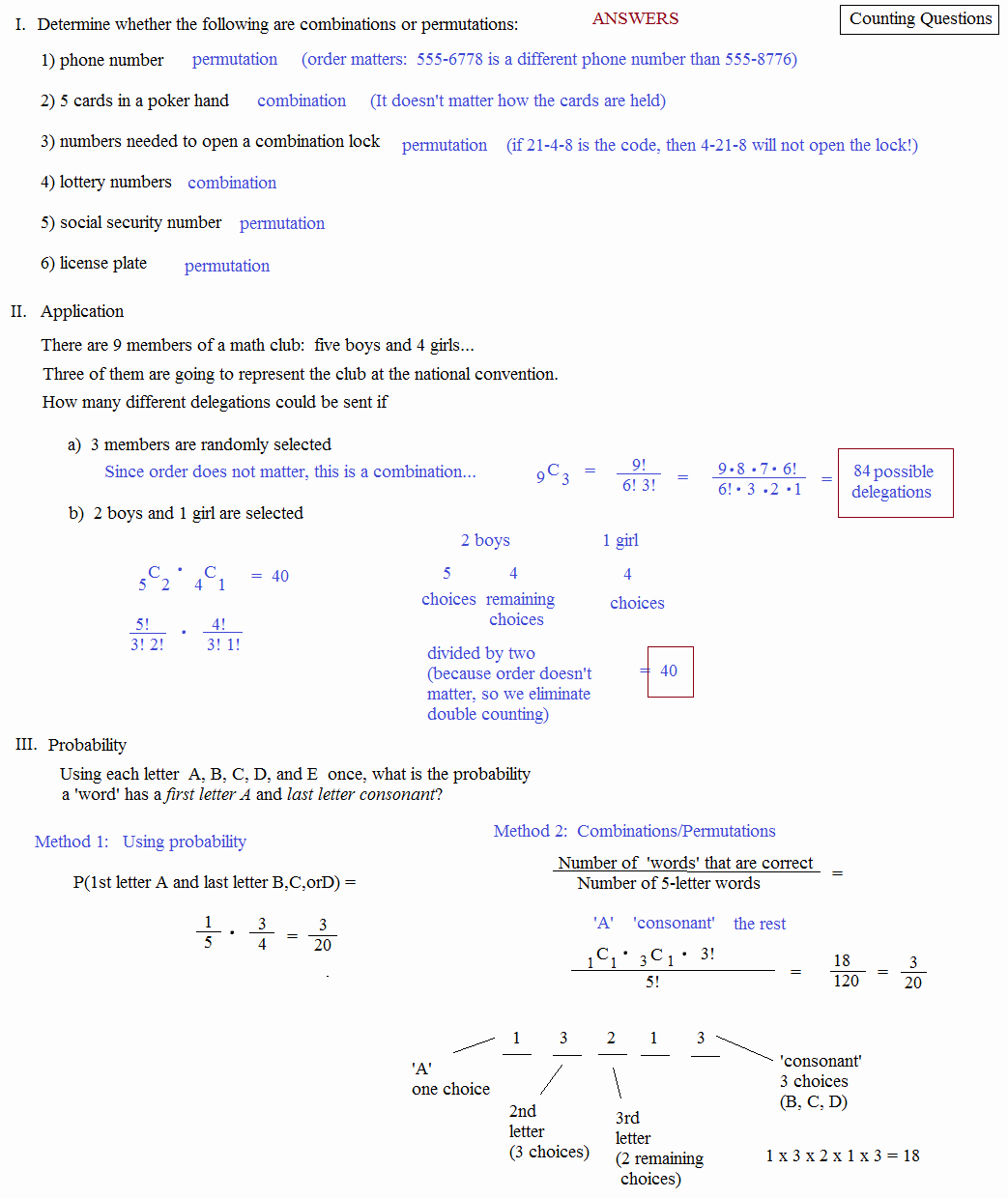 Fundamental Counting Principle Worksheet