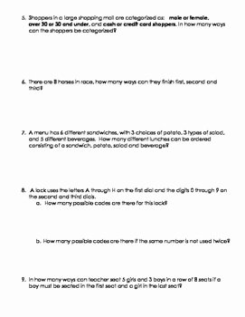 Fundamental Counting Principle Worksheet Unique the Fundamental Counting Principle Worksheet by Middle and