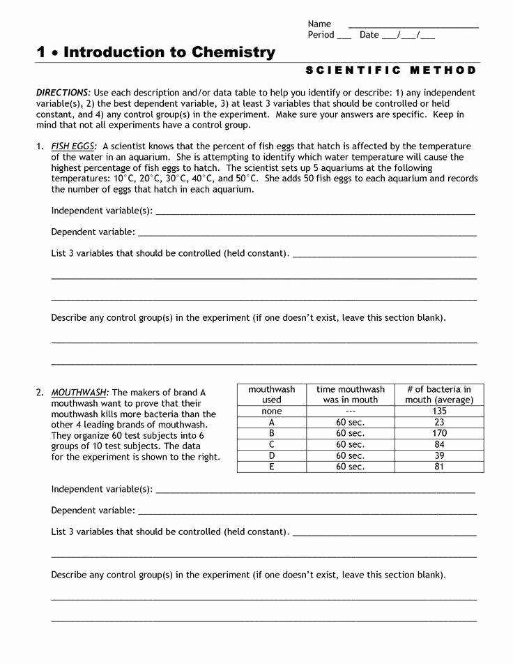 Gas Variables Worksheet Answers Lovely Identifying Variables Worksheet Answers