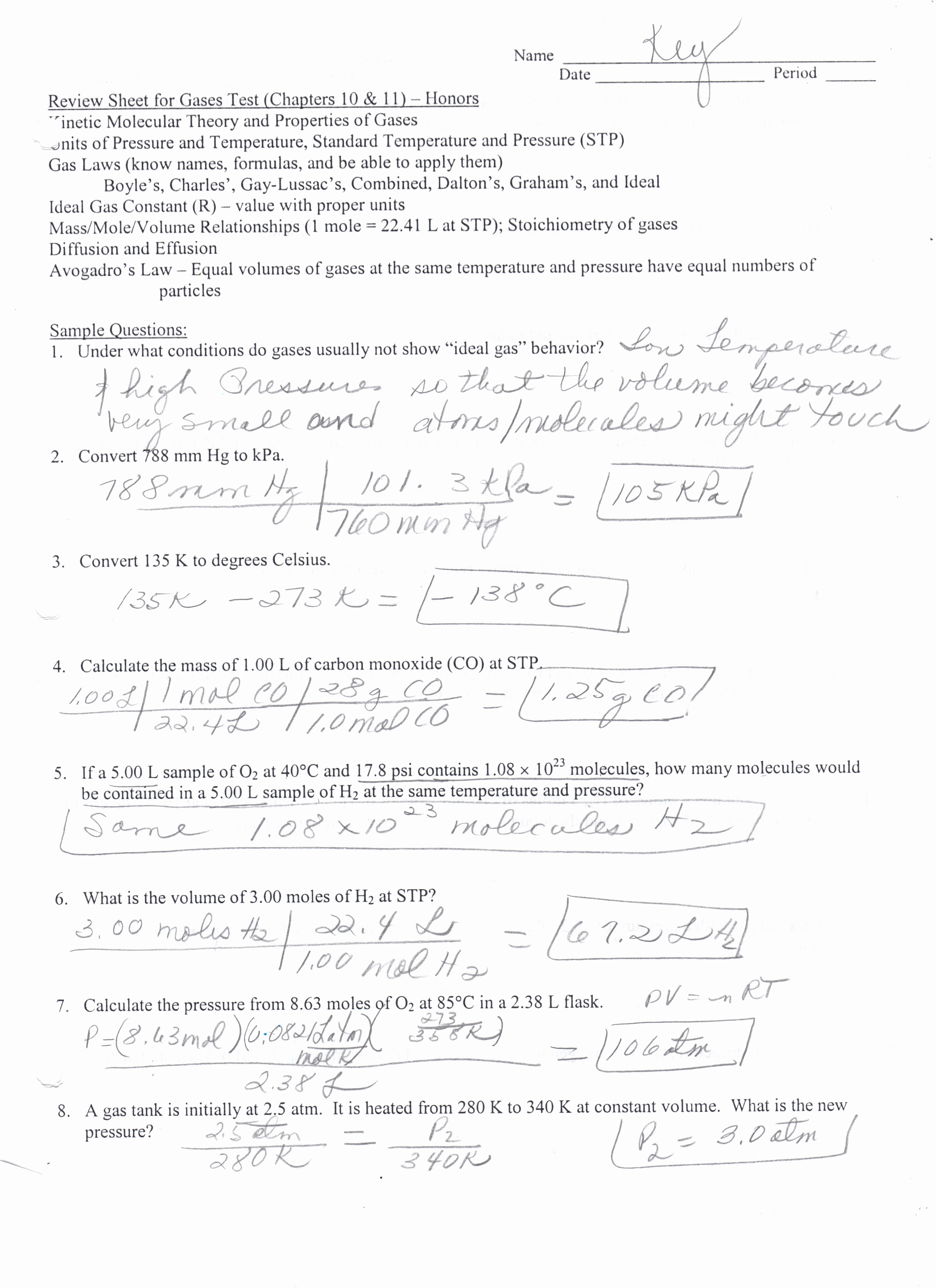 Gas Variables Worksheet Answers Unique Gas Laws and Scuba Diving Worksheet Answer Key