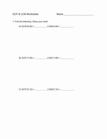 Gcf and Lcm Worksheet Luxury Word Problems Involving Gcf and Lcm Answer