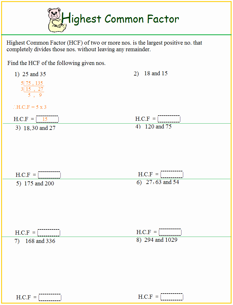 Lcm And Gcf Worksheet