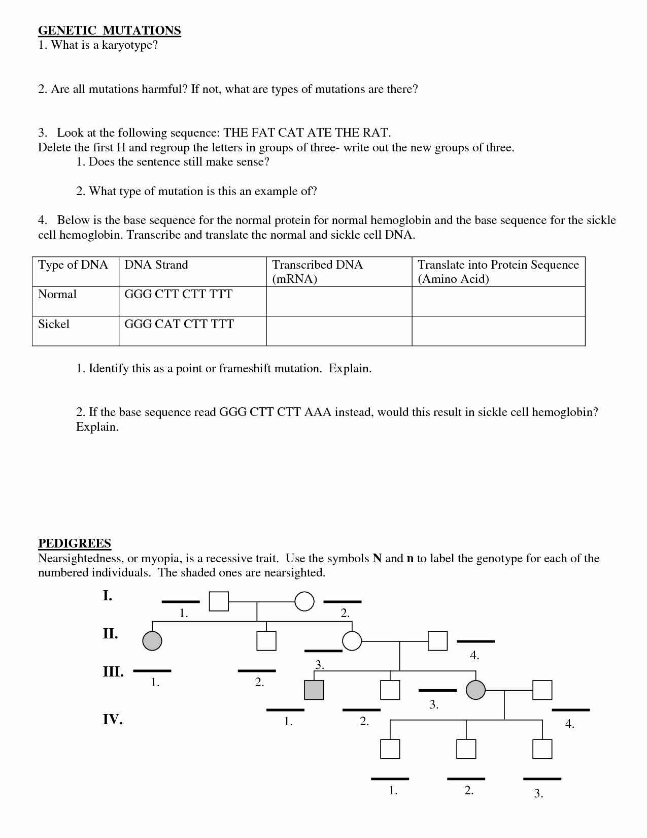 Genetic Mutation Worksheet Answer Key Beautiful 18 Best Of Dna and Genes Worksheet Chapter 11 Dna