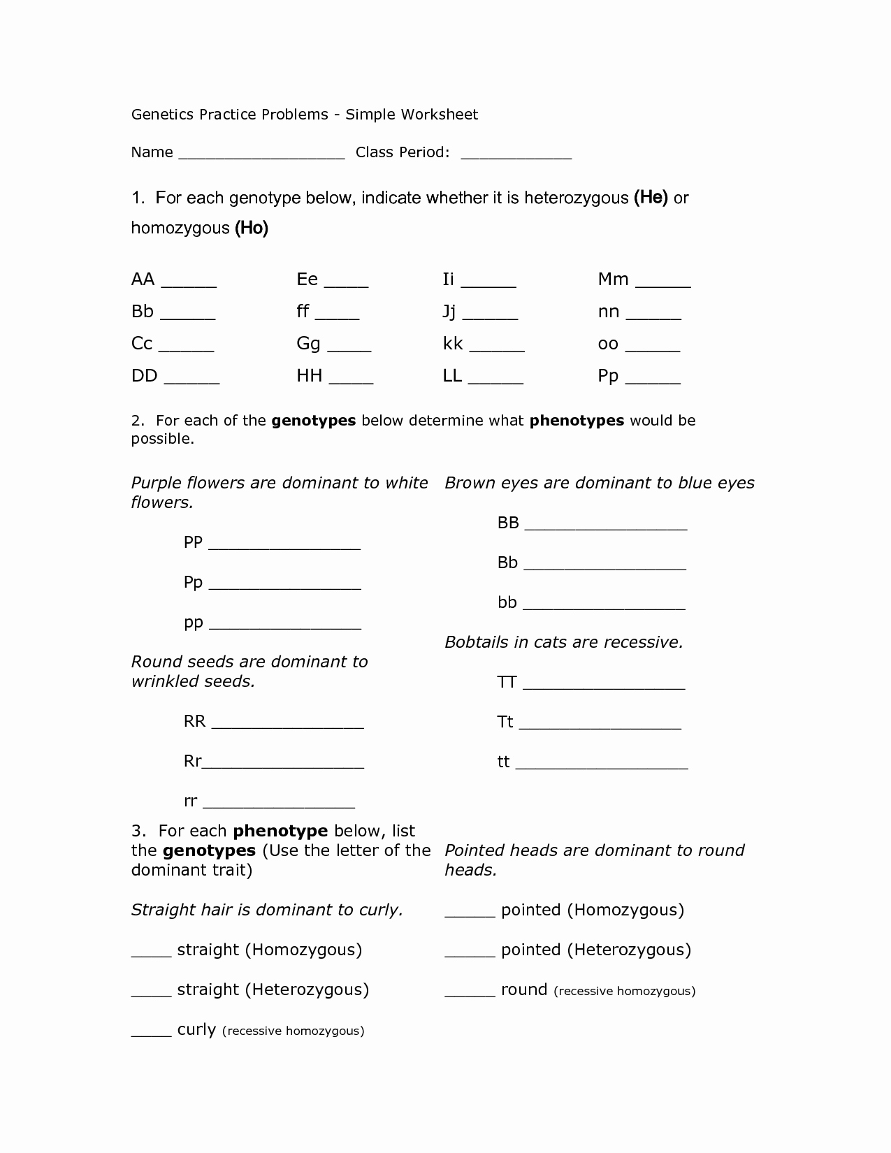 Genetics Problems Worksheet Answer Key Inspirational 14 Best Of Genetics Problems Worksheet with Answer