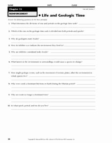 Geological Time Scale Worksheet New Life and Geologic Time 7th 12th Grade Worksheet