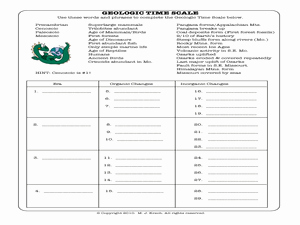 Geological Time Scale Worksheet Unique Geologic Time Scale 8th 10th Grade Worksheet