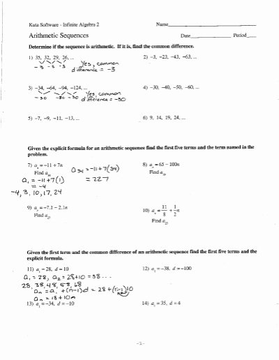 Geometric and Arithmetic Sequence Worksheet Lovely Arithmetic and Geometric Sequences Worksheet Answers