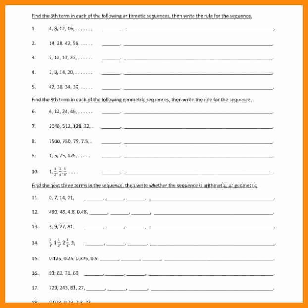 Geometric and Arithmetic Sequence Worksheet Unique Arithmetic and Geometric Sequences Worksheet