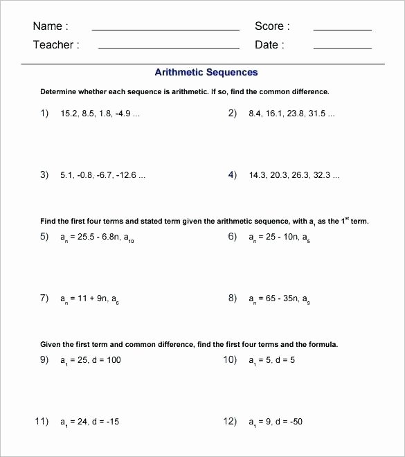 Geometric and Arithmetic Sequences Worksheet Best Of Sequencing events Worksheets for Grade 6 – Devopscr