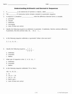 Geometric and Arithmetic Sequences Worksheet Lovely Understanding Arithmetic and Geometric Sequences Grade 9