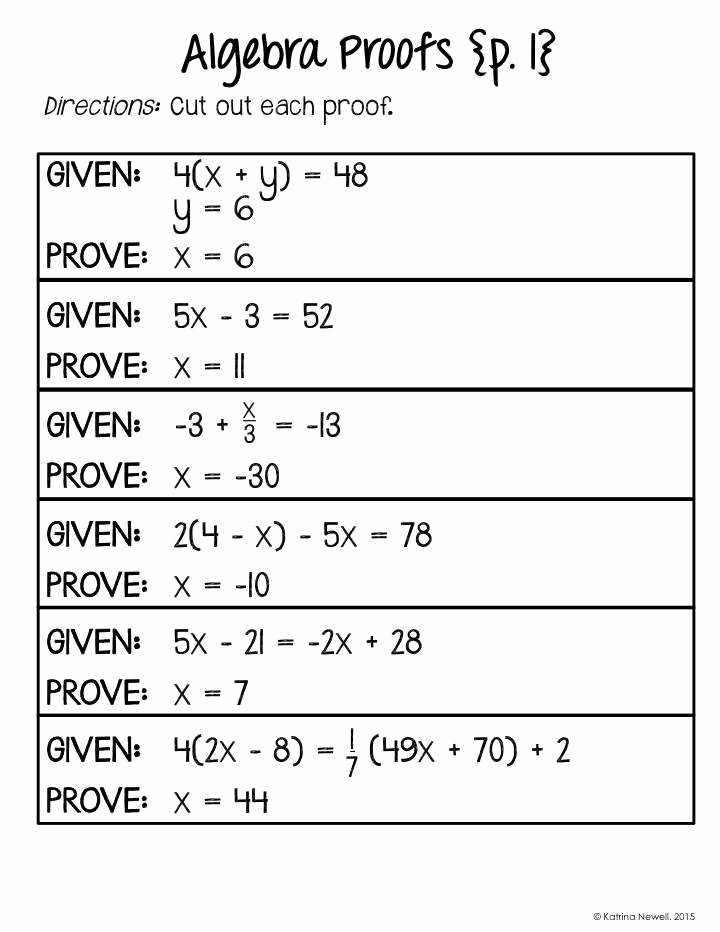 Geometric Proofs Worksheet with Answers Fresh Algebraic Proofs Worksheet